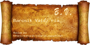 Barcsik Valéria névjegykártya