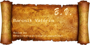 Barcsik Valéria névjegykártya